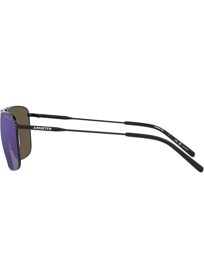 Arnette Boulevardier AN3088 Rectangle Polarized Sunglasses For Men, Matte Black/Dark Grey Mirror, 59 mm - Image 5